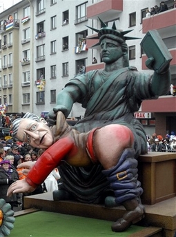 Bush spanked by miss liberty